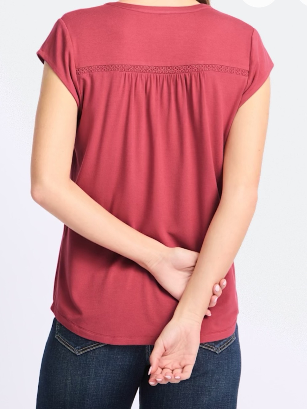 Daniel Rainn Namika Split Neck Knit Top. Blouse Dark Pink. - Picture 2 of 13